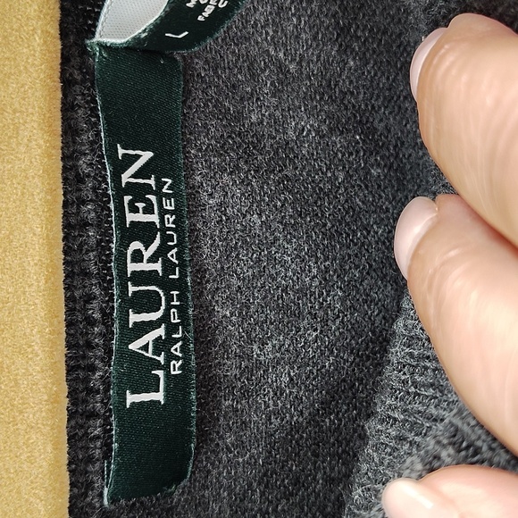 Lauren Ralph Lauren Sweater Size Large Charcoal Gray with Buckle Detail - Picture 2 of 5